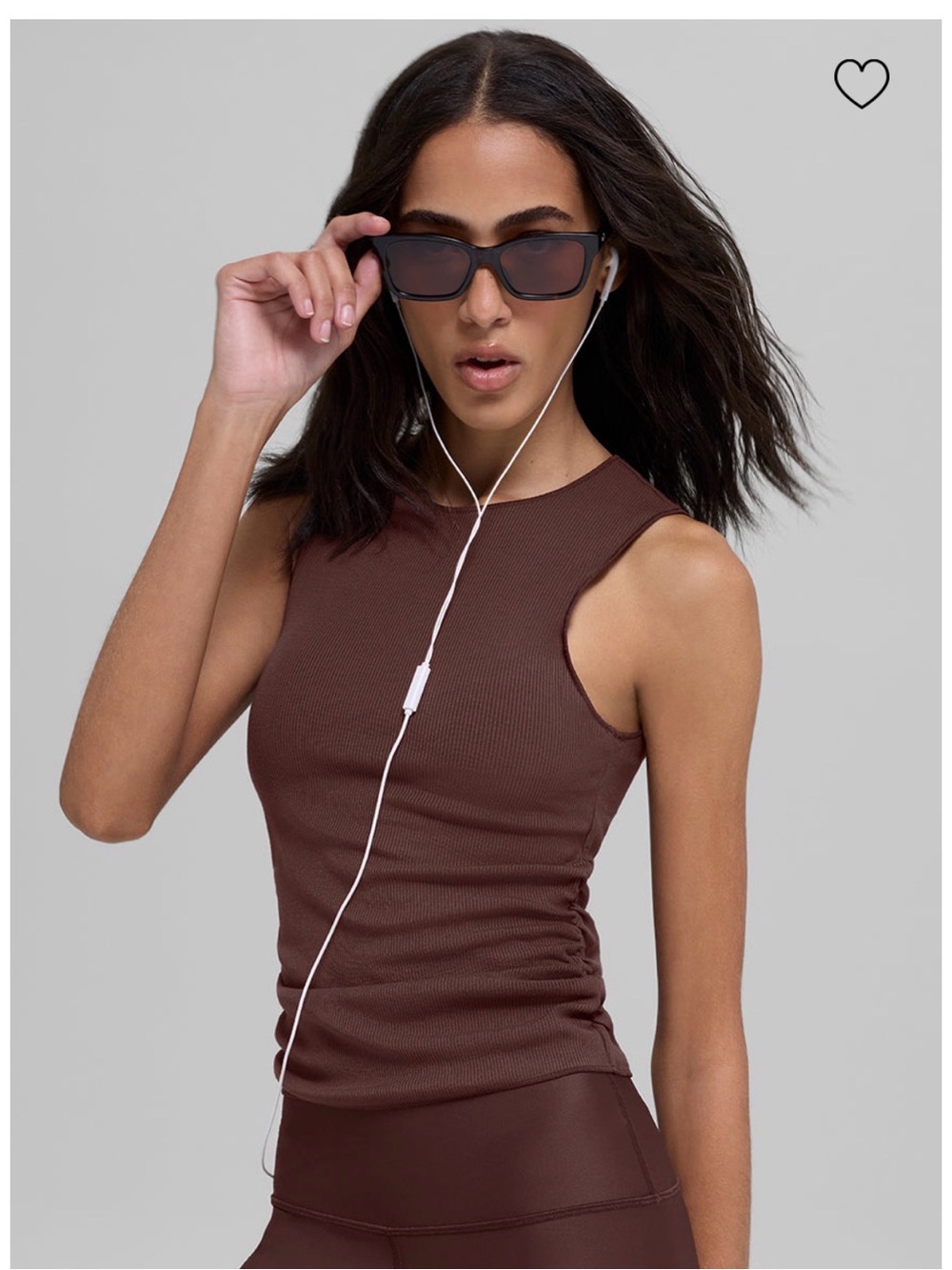 ALO Yoga Ribbed En Pointe Chocolate Brown Sleeveless Tank